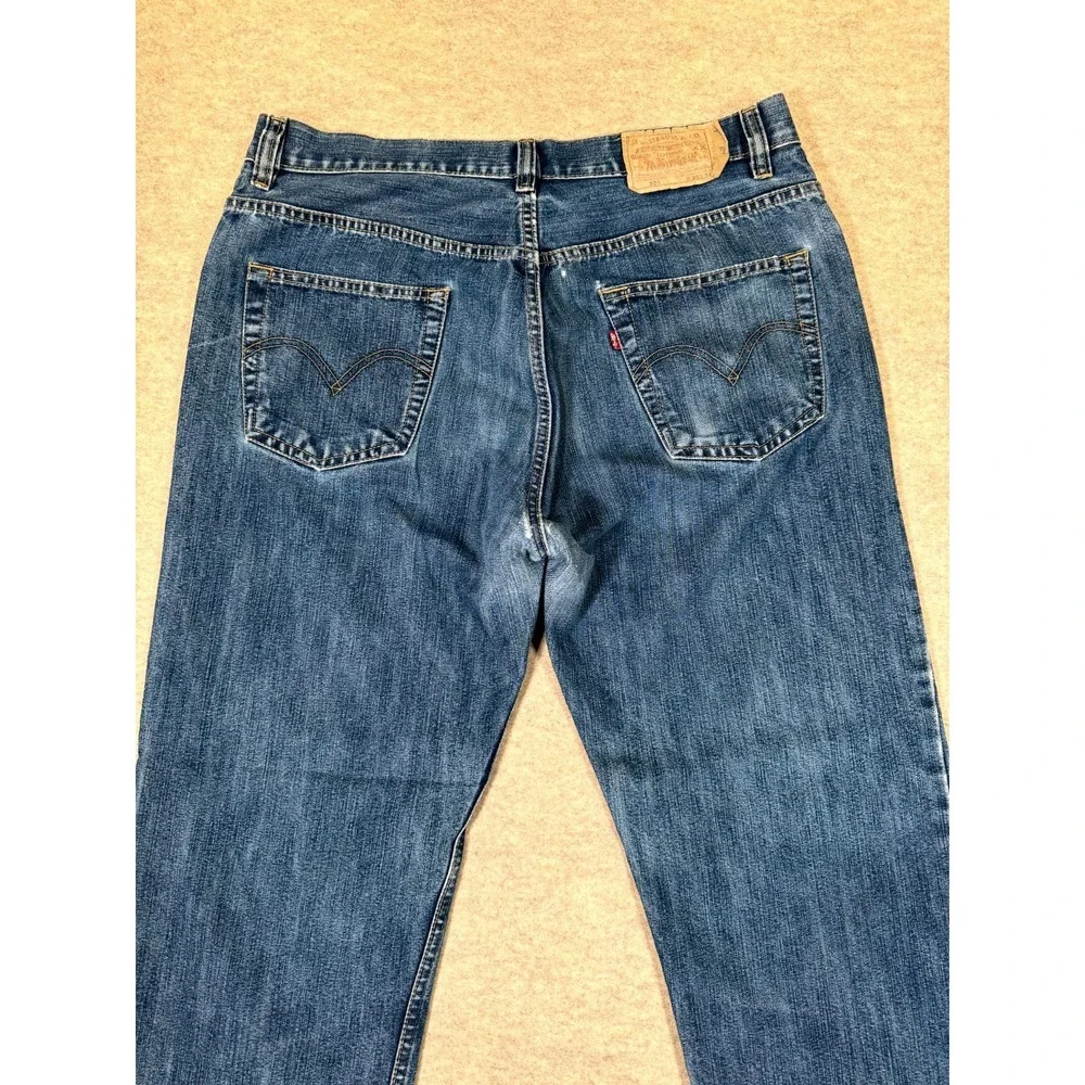 Levis 501 Straight Fit Jeans Men 36x34 Blue Denim Dark Wash Mid Rise Button Fly